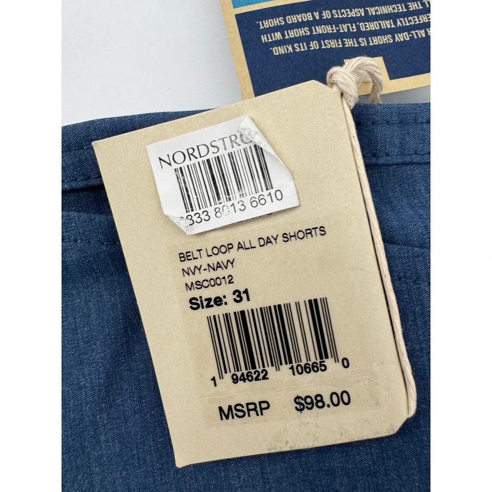 New Faherty All Day Shorts Mens 31 Navy Blue Hybrid Water Repellent Stretch